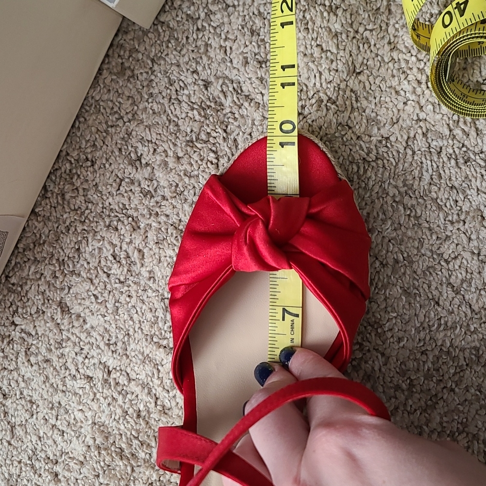 L.K. Bennett Angeline Red Satin Wedge Espadrilles - Picture 16 of 16